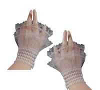 Nucelit Polsini decorati manica finta per abito da sposa selvaggio decorativo pizzo maniche balze polso pieghe polsini per le donne per coprire le braccia da mettere sopra cast su braccia top, bianco