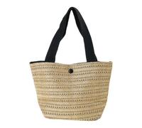 Nucelit Pratica borsa in paglia con erba adatta per l'uso quotidiano e per le vacanze, cestino portatile da pranzo all'aperto, Nero