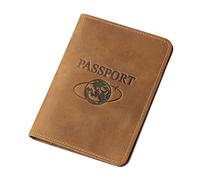 Nucelit Pratica custodia per passaporti in pelle con blocco e ampio spazio per carte e contanti, porta passaporti morbido porta carte, Marrone