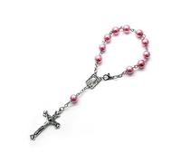 Nucelit Rosario da dito con perle da 8 mm, rosario per battesimo, prima comunione, regalo per festa di battesimo cattolico, perle finte, battesimo, comunione, matrimoni, bomboniere, Misura unica, come