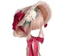 Nucelit Splendido cappello piatto in pizzo francese con fiore e nastro, adatto per tutte le occasioni, per ragazze e donne, A, Taglia unica