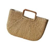 Nucelit Stylsih - Borsa in paglia con manico, comoda borsa da spiaggia, grande capacità, alla moda, per festival e viaggi, leggera, Quadrato, Large