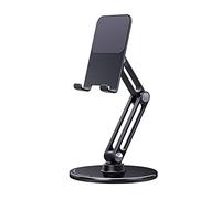 Nucelit Supporto per tablet, supporto per telefono da tavolo con 2 bracci regolabili Rotazione a 360 ° Supporto per tablet Staffa pieghevole Rack da tavolo pieghevole girevole
