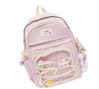 Nucelit Zaino decorativo Transpicuous con ornamenti intercambiabili Struttura di base rinforzata Anti fatica Assistenza spalla Transpicuous Lace Backpack con Charms, B