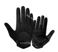 NUCKILY Guanti da ciclismo con cuscinetto ammortizzante, mezze dita/dita intere, leggeri, per ciclismo da uomo e donna, per mountain bike e ciclismo su strada (PD08-nero, XL)