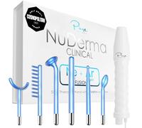 NuDerma, bacchetta clinica per terapia della pelle, portatile, ad alta frequenza, con 6 bacchette FUSION Neon + Argon, trattamento naturale dell'acne rassodamento della pelle riduzione delle
