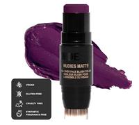 Nudestix Nudies Matte Cream Blush Stick 3-in-1 All Over Face Color - Blush Stick for Cheeks Eyes and Lips - Cream Blush for Cheeks w/Blending Brush (Moodie Blu)