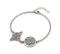 NUDO DE BRUJA Y TETRAGRÁMATON Bracciale tripla protezione in argento Sterling 925 rodiato con medaglia di San Benedetto, amuleto, 18 cm, regolabile, 18.0 Centimeters, Argento sterling, Non è una