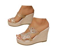 Nudo piedi donna alti e strass, taglie grandi europee, per donne, suole spesse e piattaforme sandali zeppa donna Sandalo donna ortopedico leggero con supporto arco plantare, arancione, 38 EU