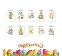Nudorpn Buone etichette pasquali, Pasqua Banner | 10 pezzi Pasqua festa Banner di primavera,Garland coniglio con design a tema animale, forniture per feste di primavera per pareti,