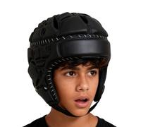 Nudorpn Casco da calcio giovanile - morbido regolabile con interno imbottito e riflettenti, casco da sci, per calcio, hockey su ghiaccio, ciclismo, marziali, allenamento