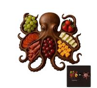 Nudorpn Oktopus - Vassoio da portata in legno, con design polpi, tagliere per formaggi, carne, frutti di mare, da picnic per cucina all'aperto, stile rustico