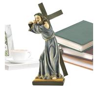 Nudorpn Statua Di Gesù Cristo | Modello Realizzato In Resina Per Arte E Artigianato Religioso - Statuetta Di Gesù Che Porta La Croce - Per La Decorazione, La Scrivania, Il Soggiorno, La Chiesa,