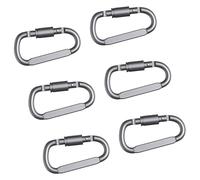 NUEAYMS 6 moschettoni in Alluminio a Forma D da 20 kg, Fibbie per Arrampicata con Chiusura a Vite, per Arrampicata Sport e Avventure, moschettone con bloccaggio Sicuro