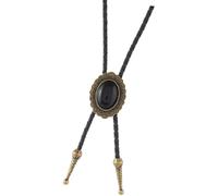 NUEAYMS Collana Bolotie In Pelle Leggera Regolabile Con Ciondolo In Pietra Nera Antica Occidentale Per Abbigliamento Casual Unisex E Da Festa Cravatta Bolo In Pelle PU Occidentale