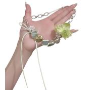 NUEAYMS Collana con fiocco floreale verde alla, lunghezza regolabile, accessorio a catena con clavicola, da indossare tutti i giorni o da regalare Collana alla per le vacanze