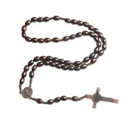 NUEAYMS la collana del rosario fatta a mano con perline legno da 8 mm e 10 mm, incluso un pendente da 5, 2 cm per la preghiera e un ciondolo con croci per accessori