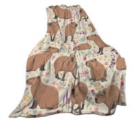 NUEAYMS Lussuosa coperta in peluche super morbida reversibile calda coperta ufficio Snooze per divano o letto stampa capibara