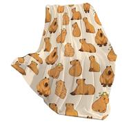 NUEAYMS Lussuosa coperta in peluche super morbida reversibile calda coperta ufficio Snooze per divano o letto stampa capibara