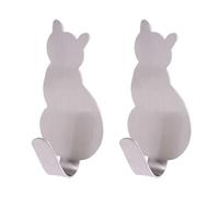 NUEEUDD 2 Pezzi Appendiabiti a Forma di Coda di Gatto - Decorativi da Parete in Acciaio Inossidabile - Argento