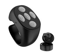 Nueihbring Fingertip Wireless Bluetooth Remote Control, 2025 New Bluetooth Scrolling Ring, 10m Control Range, for Take Photos, Page Turner & Scroll Videos,Volume, Adapt to All Apps (Black)