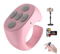 Nueihbring Fingertip Wireless Bluetooth Remote Control, Video Scrolling Ring Shorts Video Shutter, for Flip Pages of Novels and Comics to Watch TV Series and Pause Playback (Pink)