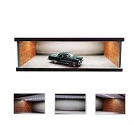 NUEIOVRW 1: 43 Diorama Auto Garage Modello con LED Lichit, Parcheggio Shoowroom Scena Modello Vetrina, Modello Auto Display Case, Diecast Auto Garage Scena Modello (MJ-06)