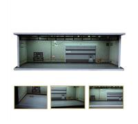 NUEIOVRW Diorama 1/64 modello auto garage, illuminazione a LED, vetrina per parcheggio, stile vintage verde, modellino di auto in pressofusione (garage sotterraneo)