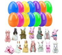 Nuelreva 14 Pezzi Uova di Pasqua riempite di Giocattoli, Mini Uova a Sorpresa con Figure di Coniglietti Che Si esprimono di Coniglio per Bambini per Bambini e gilassini pieni di Giocattoli