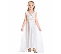 Nuelreva Costume della dea greca per bambini, poliestere di dea greco vestito Athena toga abito romana costumi di Halloween cosplay breco outfit set s