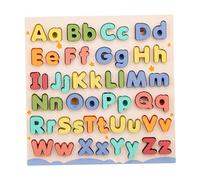 Nuelreva Giocattoli alfabeti, Scheda di Lettere alfabetiche di Legno, Capitale 26pc e Lettere minuscole blocca Giocattoli educativi per Bambini di età Pari o Superiore a 3 Anni