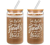 Nuenen 2 bicchieri da caffè in vetro da 453,6 ml, per amici, regali di amicizia per donne, regali di compleanno per amiche femmine, sorelle, colleghi, fidanzate, regali di ringraziamento