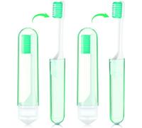 Nuenen 2 Spazzolini da Denti Pieghevoli Mini Spazzolino da Viaggio Portatile con Dentifricio Piccolo Spazzolino da Campeggio Tascabile con Setole Morbide per Bambini Adulti (Verde, Copertina)