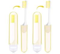 Nuenen 2 Spazzolini da Denti Pieghevoli Mini Spazzolino da Viaggio Portatile con Dentifricio Piccolo Spazzolino da Campeggio Tascabile con Setole Morbide per Bambini Adulti (Giallo, Copertina)