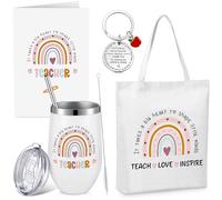 Nuenen 4 Pezzi Set di Regali di Apprezzamento per Insegnanti Include Tazza da Caffè Isolato da 20 Once Borsa Portachiavi Biglietto di Ringraziamento, Regalo d'Addio per Donne Professori Assistente