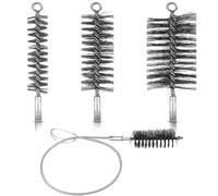 Nuenen 4 Pezzi Set di Spazzole per Tubi di Stufa 30 mm 50 mm 80 mm Scovolo per Caminetto Pulizia di Caldaia Spazzacamino con Asta Flessibile Scovolino per Camino Attrezzi per Pulire Canna Fumaria