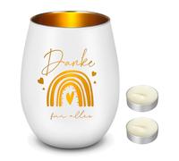 Nuenen Bicchiere Portacandele con 2 Candeline Bianche Portacandele in Vetro con Candele e Incisioni Danke für Alles Regalo di Pensione per Colleghi Regalo di Addio Grazie per Cambiamenti di Lavoro