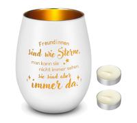 Nuenen Candela in Vetro con 2 Candeline Tealight Bianche Poratacandela Antivento con Scritta Freundinnen Sind Wie Sterne Regalo Amicizia per Natale Compleanno Idee Regalo per Migliore Amica (Amiche)