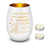 Nuenen Portacandele Regalo per Inaugurazione della Casa Lanterna in Vetro Candelieri con Testi Regalo di Candele per Trasloco in un Nuovo Appartamento Regalo di Casa Nuova(Neues zuhause)