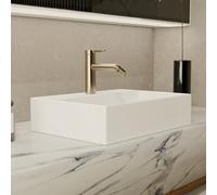NUESTRA VIDA Lavabo Rettangolare con Foro per Rubinetto, Lavabo da Appoggio Bianco, Lavandino Bagno in Ceramica, Facile da Pulire per Bagno Moderno 51×36×12 cm