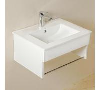 NUESTRA VIDA Mobile Bagno Sospeso 60 cm Bianco con Lavabo in Ceramica | Design Elegante Salvaspazio, Portasciugamani Integrato 61×45,5×31,3 cm | Senza Rubinetto