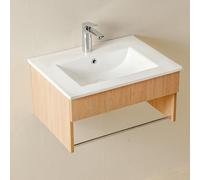 NUESTRA VIDA Mobile Bagno Sospeso 60cm con Lavabo in Ceramica, Design Elegante, Arredo Salvaspazio, Mobile Lavabo Bagno con Portasciugamani 61x45,5x31,3 cm, Senza Rubinetto e Piletta (Colore Rovere)