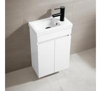 NUESTRA VIDA Mobile Bagno Sospeso con Lavabo, 41x23x62.5 cm | Arredobagno Compatto per Piccoli Spazi | Set Moderno per Bagno Ospiti o Secondo Bagno | Bianco | Senza Rubinetto