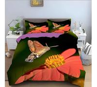 NUEYSP Copripiumino Matrimoniale Falena dei fiori Bambini Bambina Copripiumino Matrimoniale 250x200 con Cerniera Nascosta Caldo Anallergica Microfibra Copripiumini e 2 Federe 50x80 cm