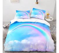 NUEYSP Set Copripiumino una Piazza e Mezza Arcobaleno Bambina Bambini Copripiumino 200x200 con Cerniera Caldo Morbido Anallergica Microfibra Copripiumini e 2 Federe 50x80 cm