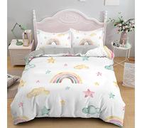 NUEYSP Set Copripiumino una Piazza e Mezza Arcobaleno Bambina Bambini Copripiumino 200x200 con Cerniera Caldo Morbido Anallergica Microfibra Copripiumini e 2 Federe 50x80 cm