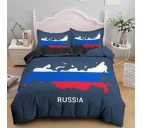 NUEYSP Set Copripiumino una Piazza e Mezza Bandiera Russa Bambina Bambini Copripiumino 200x200 con Cerniera Caldo Morbido Anallergica Microfibra Copripiumini e 2 Federe 50x80 cm
