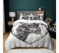 NUEYSP Set Copripiumino una Piazza e Mezza Coppia di teschi Bambina Bambini Copripiumino 200x200 con Cerniera Caldo Morbido Anallergica Microfibra Copripiumini e 2 Federe 50x80 cm