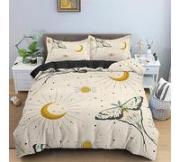 NUEYSP Set Copripiumino una Piazza e Mezza Farfalla Luna Bambina Bambini Copripiumino 200x200 con Cerniera Caldo Morbido Anallergica Microfibra Copripiumini e 2 Federe 50x80 cm