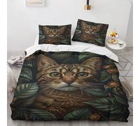 NUEYSP Set Copripiumino una Piazza e Mezza Gatto Tiranno Bambina Bambini Copripiumino 200x200 con Cerniera Caldo Morbido Anallergica Microfibra Copripiumini e 2 Federe 50x80 cm